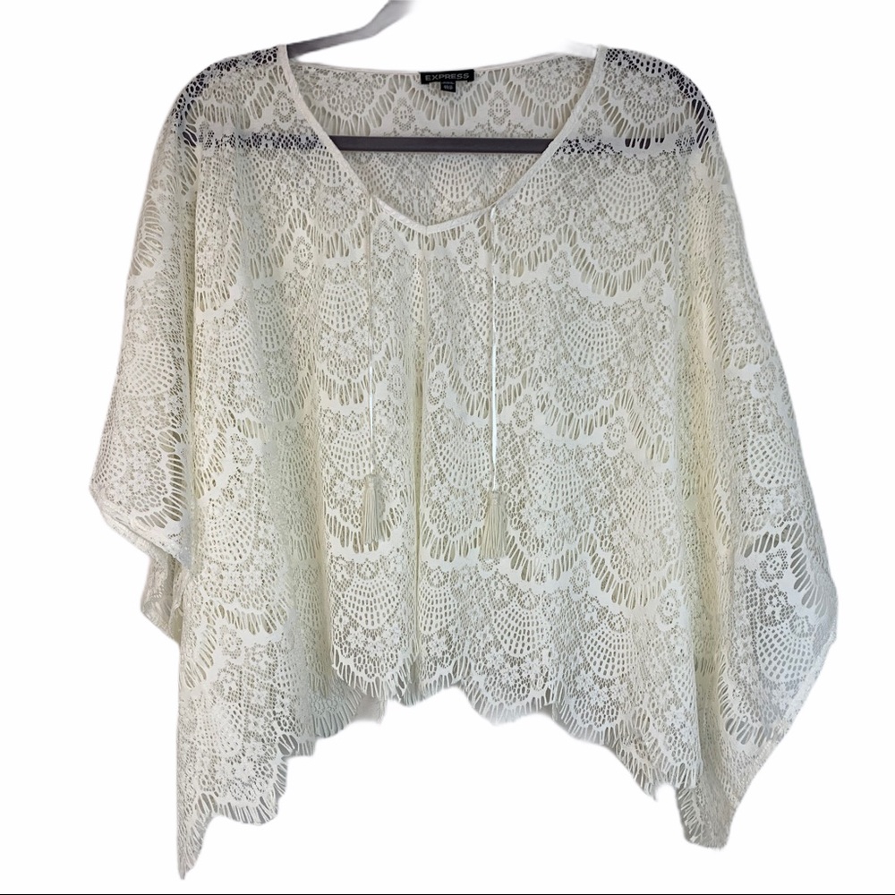 Express White Lace Poncho